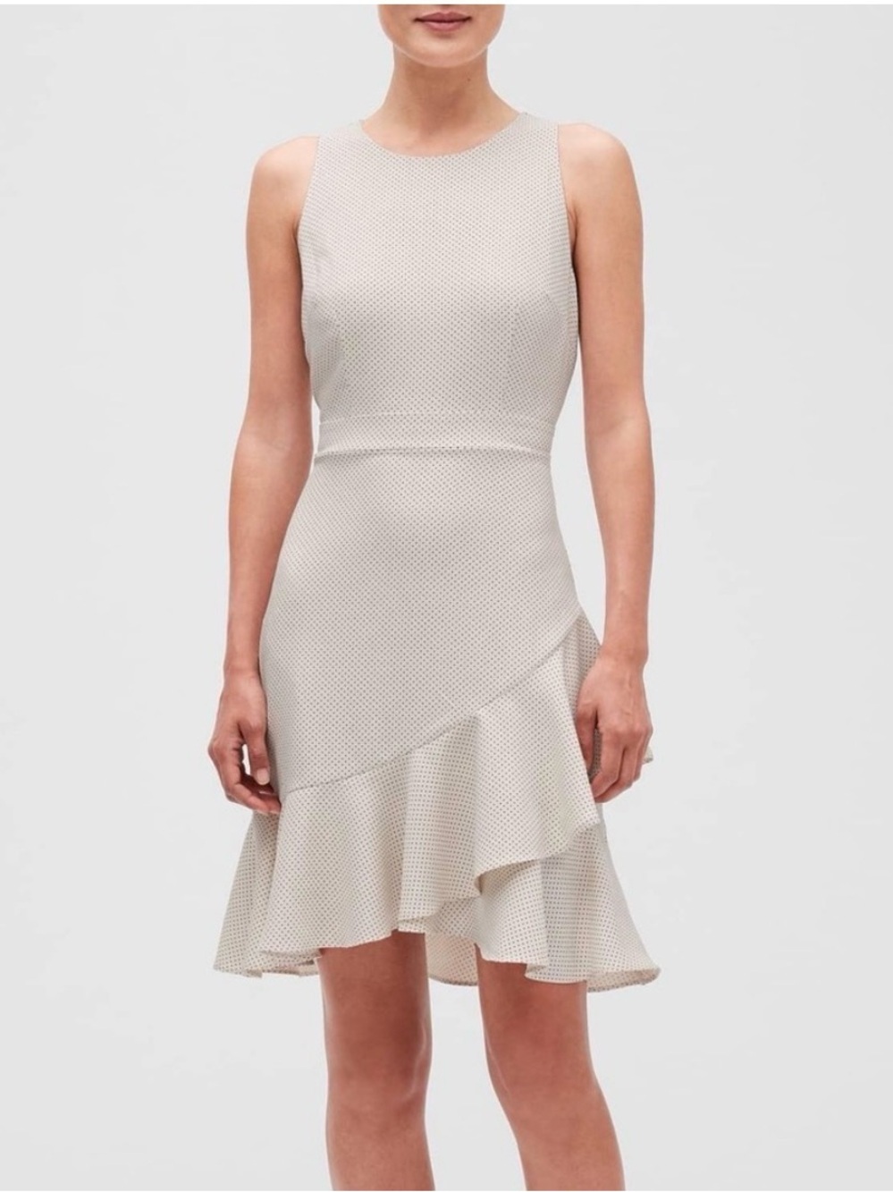 Banana Republic Sleeveless Cream Ruffle Hem Dress